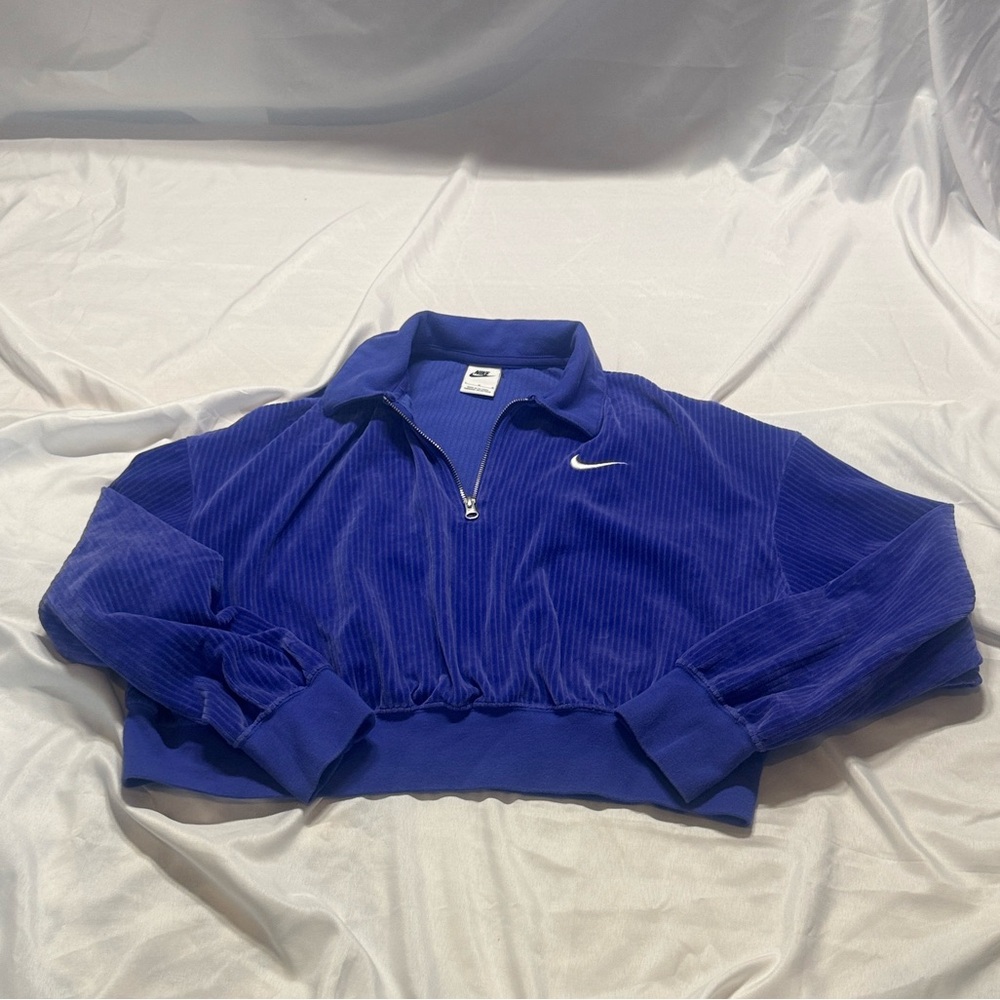 Nike Royal Blue Cropped Quarter-Zip Sweatshirt